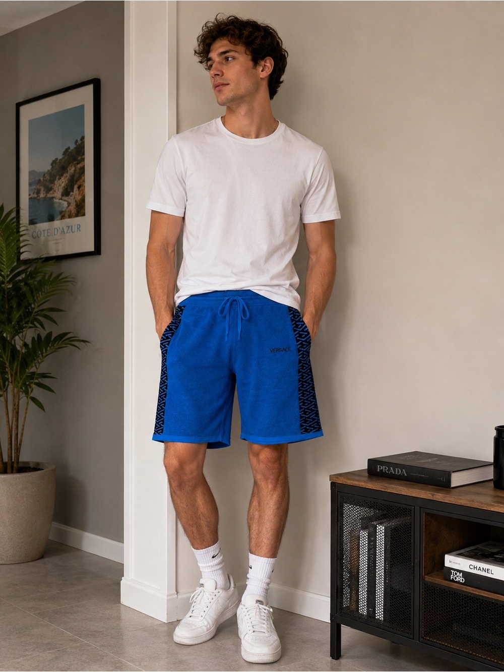 💜Firm Price💜 Authentic VERSACE Blue Greca Shorts